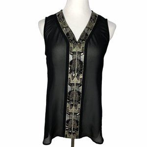 Carmen Marc Valvo Beaded Embroidered Tank S
